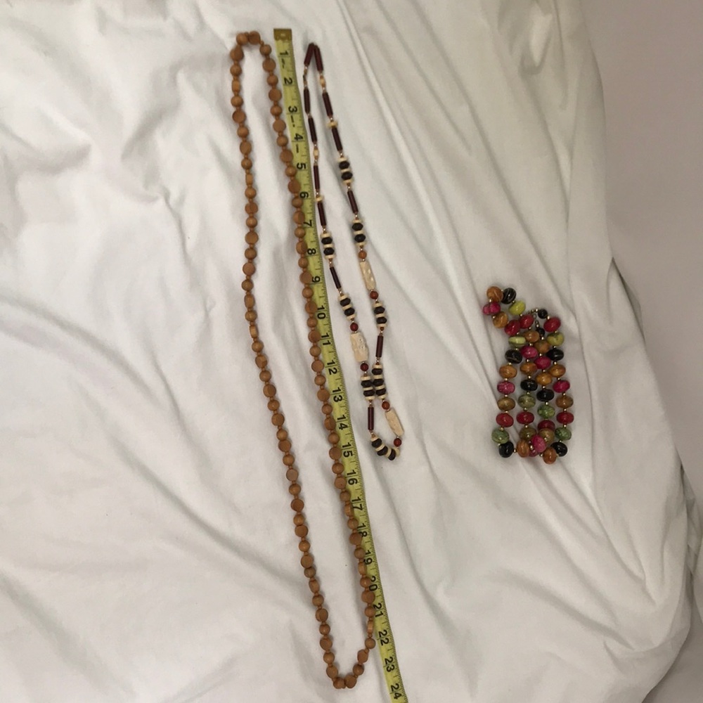 Bohemian Style Lot of 3 Necklaces Wood & Beads - Picture 8 of 9